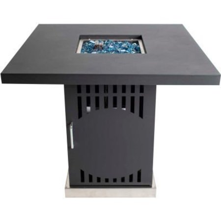 DYNA-GLO Pleasant Hearth Halifax Gas Fire Pit Table With Lid 40000 BTU - Matte Black / Silver OFG467T